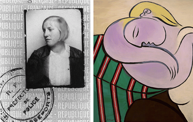 (left): Marie Therese Walter. Image: PVDE / Bridgeman Images. (right): Pablo Picasso, Woman with Yellow Hair, Paris, December 27, 1931, Solomon R. Guggenheim Museum, New York. Image: SuperStock / Bridgeman Images, Artwork: © Succession Picasso / DACS, London 2022.